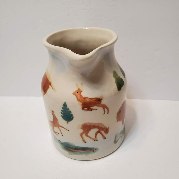 Hartstone Pottery High Country Ceramic Pitcher Vintage 90s Bear Bison Deer Moose - Picture 3 of 8